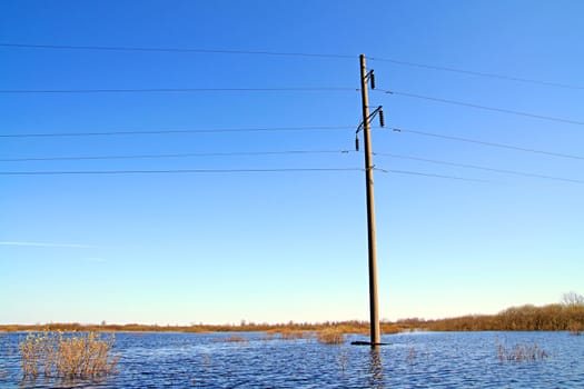 electric pole in water