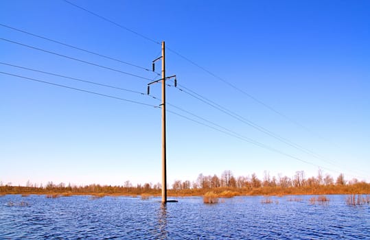 electric pole in water