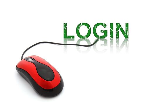 Login word connected with pc mouse