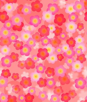 Spring Time Cherry Blossom Seamless Tile Pattern Background Illustration