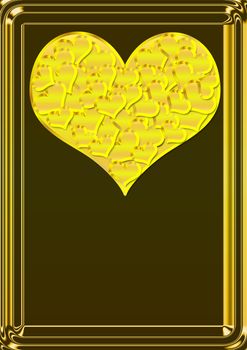 Gold heart consisting of many small hearts