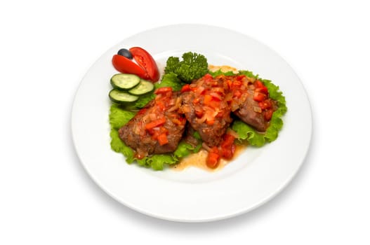 grilled veal fillet with vegetable salad sauce