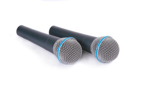 Black microphone for the singer on a white background