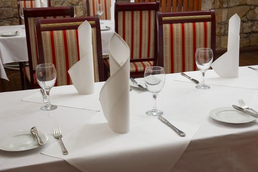 served restaurant table ready for customers