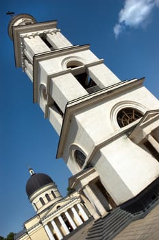 Cathedral church and bell tower in the Chisinau, Moldova