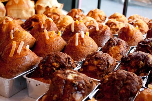 Delicious french cakes with chocolat, orange, cereals