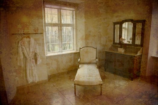 Artistic work of my own in retro style - Bathroom - The Castle of Holckenhavn, Denmark. 1600 ISO and natural lightening from the windows only.