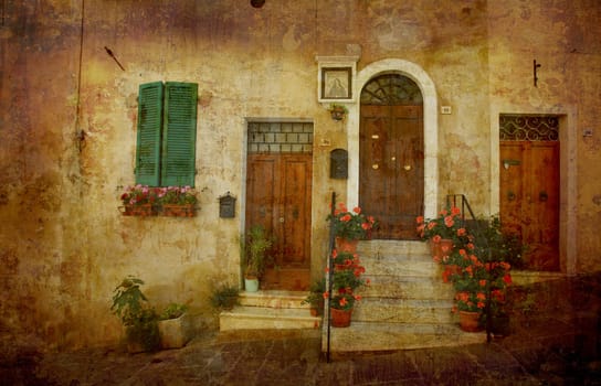 More of my photos worked together to reflect age. Postcard from Italy. Doors - Montepulciano - Tuscany.