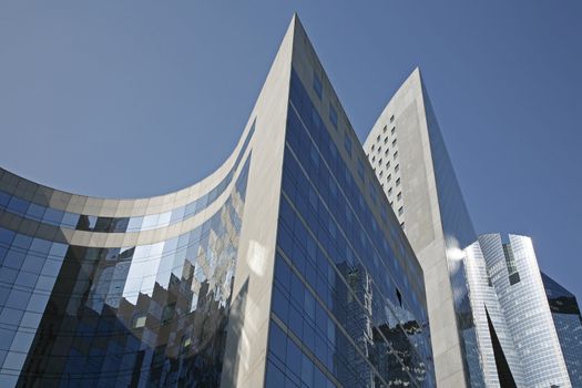 Futuristic corporate office buildings - La Defense, Paris.