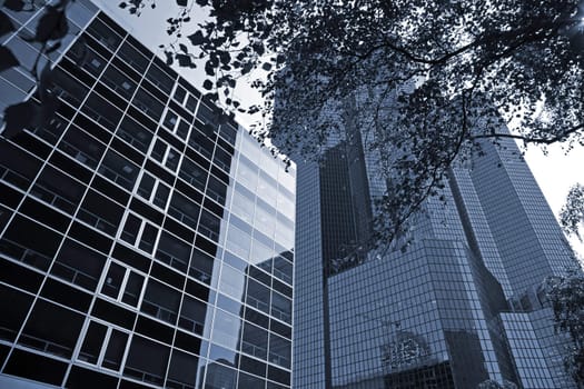 Futuristic corporate office buildings - La Defense, Paris. 