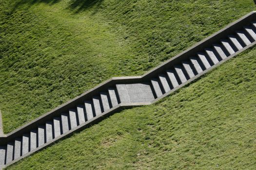 Stone steps in the park of La Villette, Paris, France.