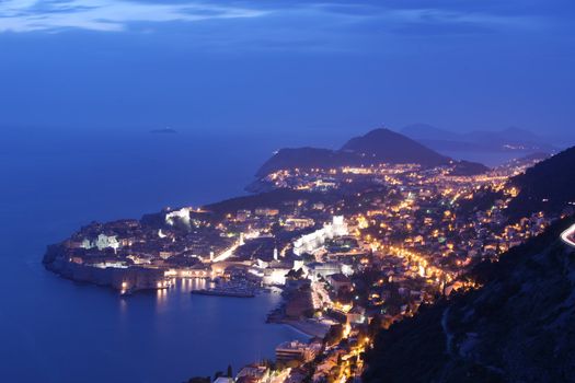 Dubrovnik, Croatia. Most popular travel destination in Adriatic sea. Night scene