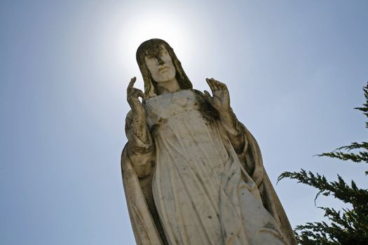 Old dirty stone Jesus found on German graveyard.