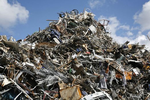 Heap of metal garbage used for recycling.