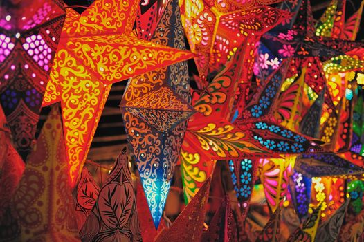 Christmas decoration. Folding paper lanterns from India