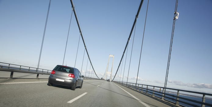 Traffic Great Belt Bridge - Denmark.