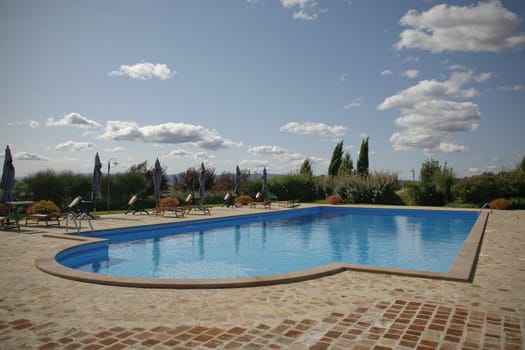 Swimming pool Marche - Italy near the city Assisi.