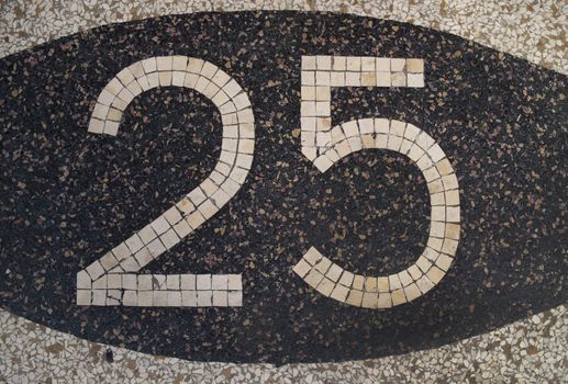 Twentyfive - anniversary - birthday - jubilee - number of a house or what you like -  made in terrazzo.
