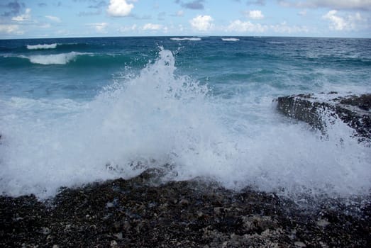 Ocean crashing on rocks
