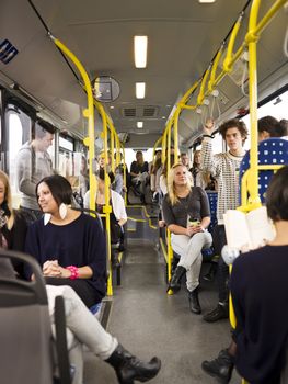 Large group of People going by bus