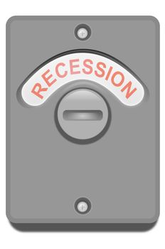 Illustration of a toilet door lock with the 'recession' position showing. White background.