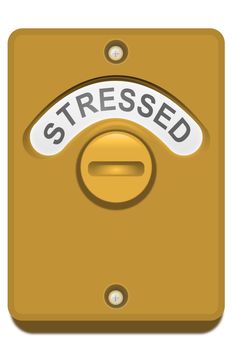 Illustration of a toilet door turning lock with the 'stressed' word position showing. White background.