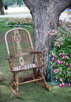 Rocking chair and flowers