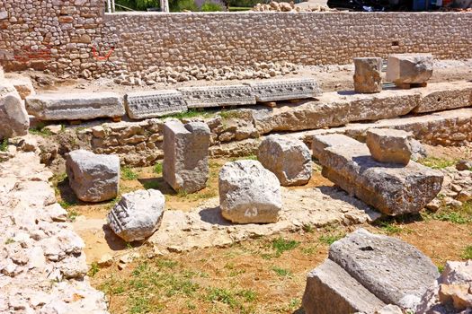 Archaeological artefacts from Roman empire on modern construction site