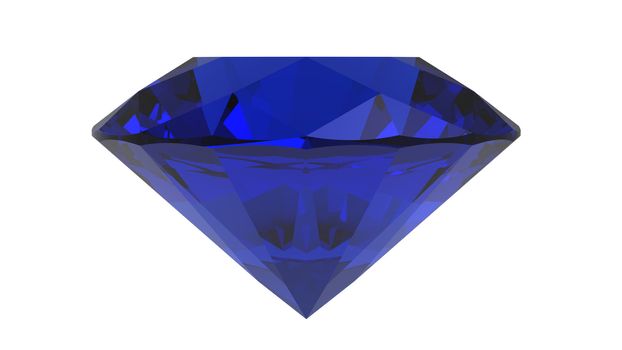 Saphire gemstone, 3d render, isolated on white