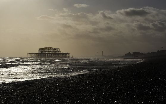 The West Pier in Brighton, England, UK