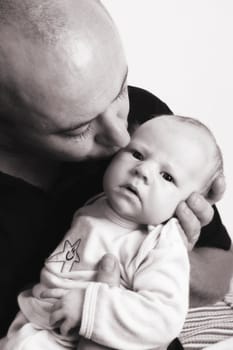 Father and Baby boy on a white background