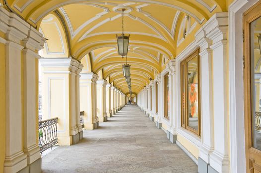 Architecture gallery of trade market Gostiny Dvor in St. Petersburg, Russia