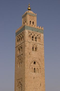 Koutoubia minaret. Historic building in the center of Marrakesh, Morocco.