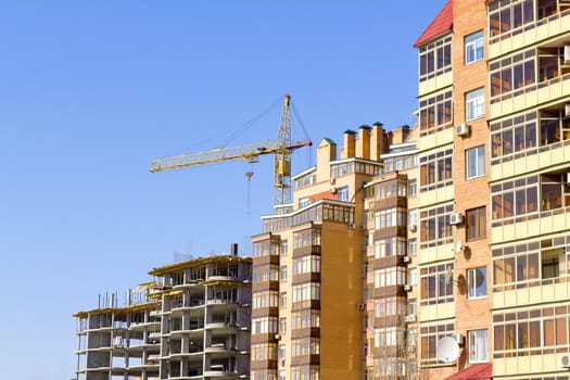 views of several high-rise buildings under construction district