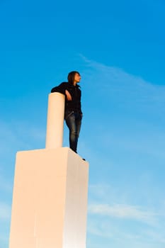 Teenager high up  to see what future is to bring