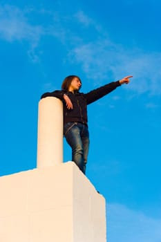 Teenager high up  to see what future is to bring