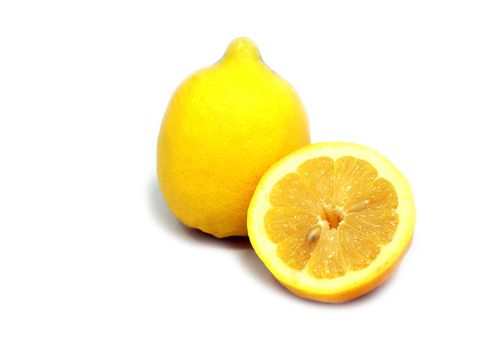 cut juicy lemon isolated on white background