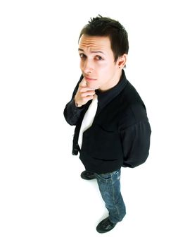 Portrait of a young man thinking