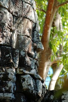 An ancient face of temple in angkor thom