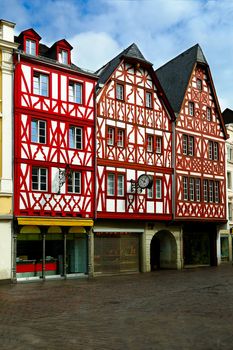 Old fashioned european houses with traditinal facades