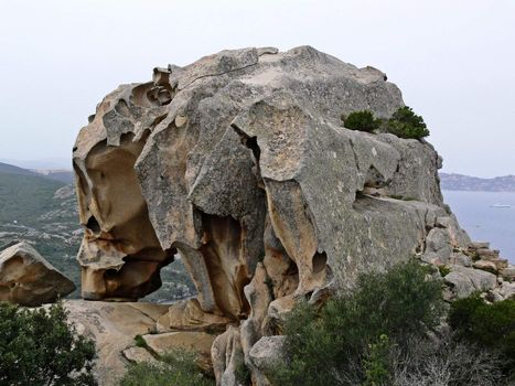 The Bear, Capo d'Orso, Tafoni-Rock, Symbol of Sardinia. Capo d'Orso, Tafoni-Felsen, Bär, Gesteinsformen