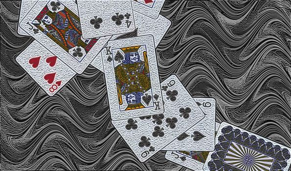 great creative abstract color rich textured image of playing cards.