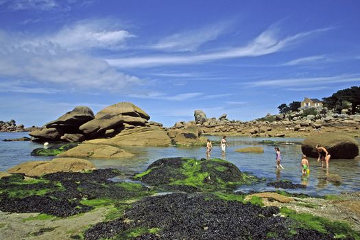 Rocks on the Granite coast near Ploumanac'h, Brittany, North France