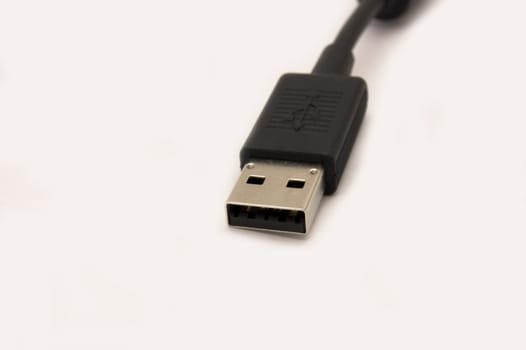 black usb cable isolated on white