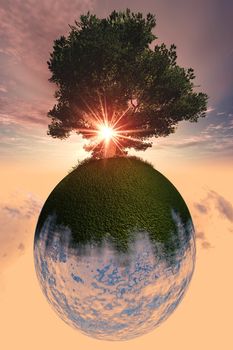 Tree planet illustration.