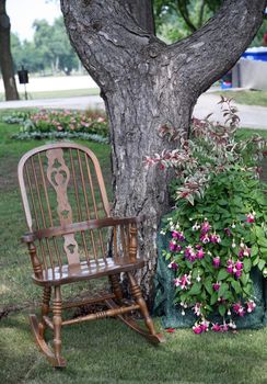 Rocking chair and flowers