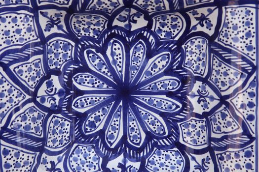 Tunisian colorful oriental pottery, detail
