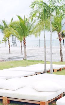 Image of modern outdoor furniture close to the beach