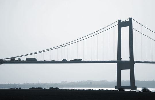 Afternoon traffic on the Little Belt Bridge - Denmark.