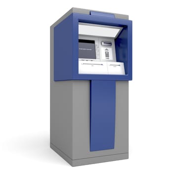 Automated teller machine on white background